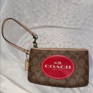 Coach Brown and Red Wristlet